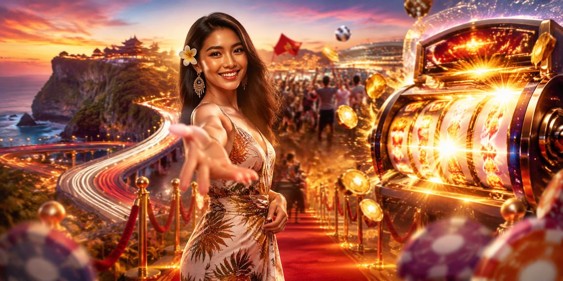 Model Indonesia memainkan slot game di platform pinalti45 dengan antarmuka modern